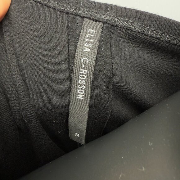 ELISA C-ROSSOW Knit Designer Belted w/Pockets Black Short Sleeve T-Shirt Dress M - Picture 6 of 8